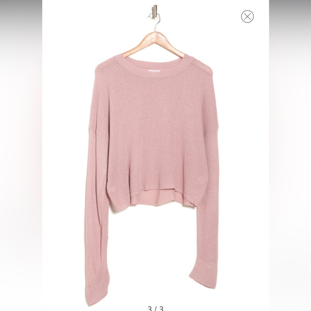 Abound - Nordstrom- Textured Crew Neck Cropped Sweater mauve pink